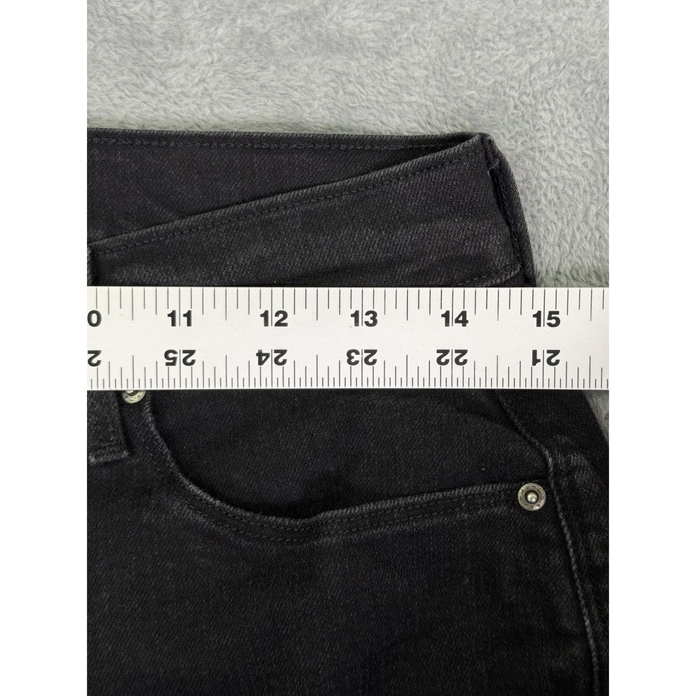 Levis 505 Jeans Womens 28 Black Dark Wash Denim Straight Mid Rise Stretch - Picture 3 of 10